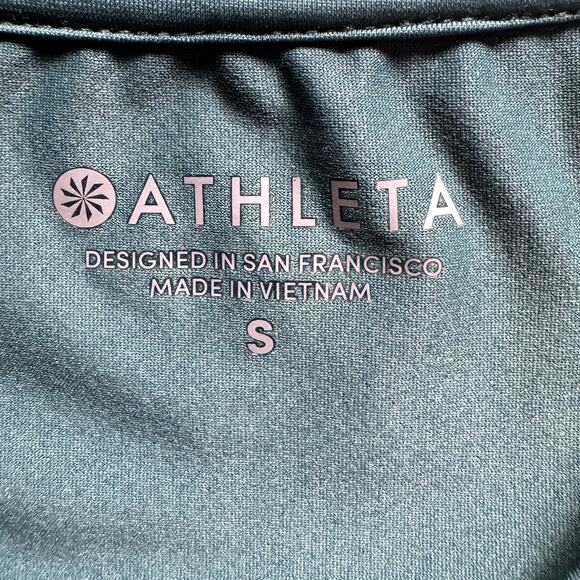 Women's Athleta Green Split Back Long Sleeve Activewear Nylon Blend Athleisure S - Picture 7 of 10